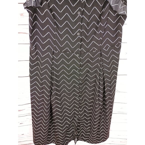 Who What Wear Black & White Chevron Ruffled Maxi Dress XL - Picture 7 of 8